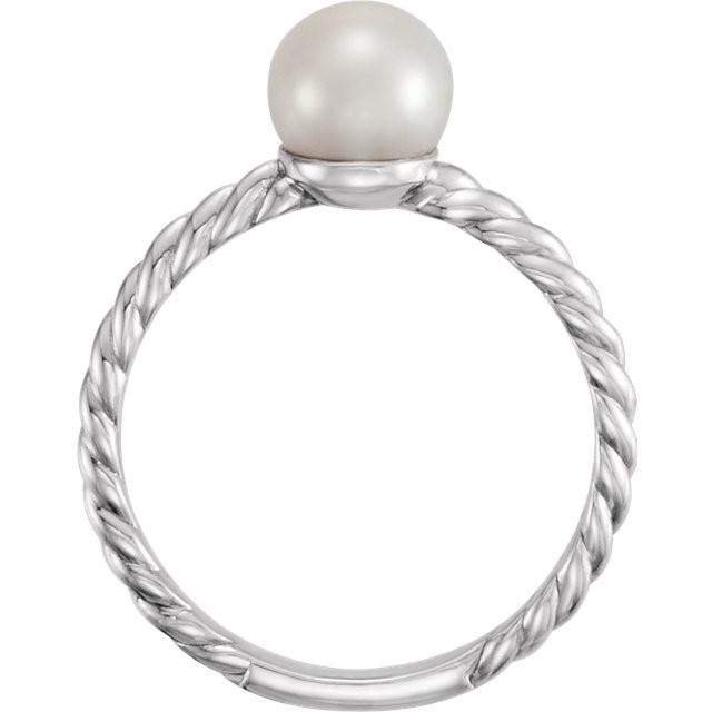 6.5-7mm Freshwater Cultured Pearl Rope Ring - 14k Gold (Y, W or R), Sterling Silver