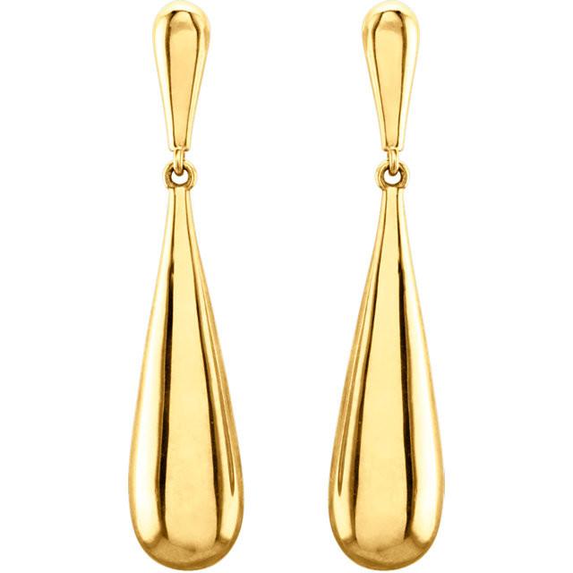 Smooth Teardrop Earrings - 14k Gold (Y, W, or R)
