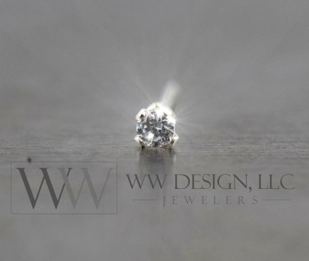 SWAROVSKI 2mm Crystal in a Tragus Cartilage Helix Stud Post Sterling Silver / 14k Yellow or White Gold Filled / Solid L-Post Sparkly CZ Nose
