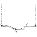 Branch Bar Necklace 16-18" - 14k Gold (Y, W or R), or Platinum, Sterling Silver
