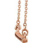 1/6 CTW Cognac Red Diamond Bar Necklace  16-18" - 14k Rose Gold