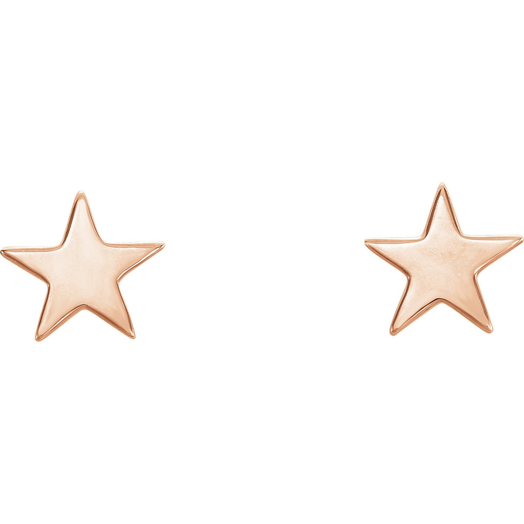 Star Cutout Earrings with Backs - 14K Gold (Y, W or R), Platinum, or Sterling Silver