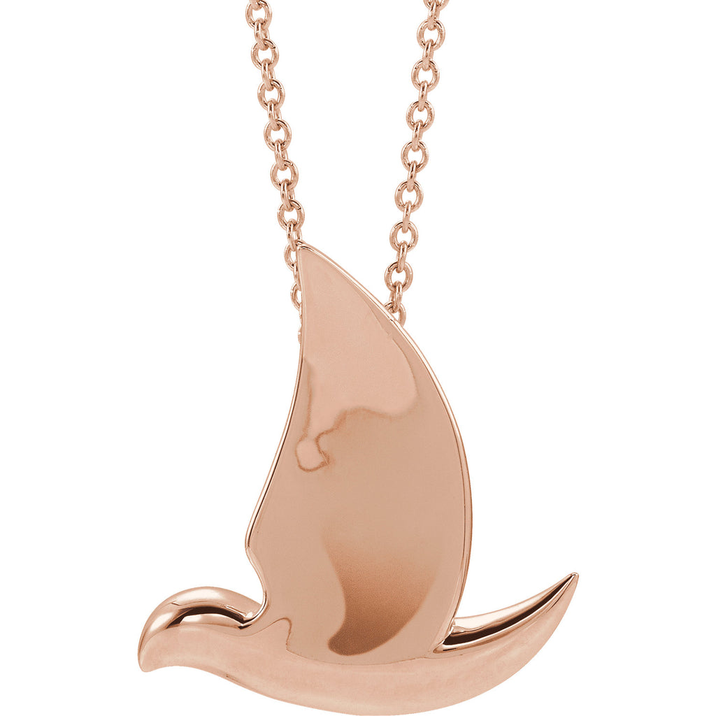 Holy Spirit Dove 16-18" Necklace - 14k Gold (Y, W or R), Platinum, Sterling Silver