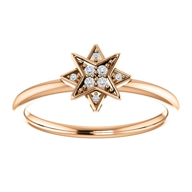 0.04 CTW Diamond Star Ring - Sterling Silver, 14k Gold (Y, W or R), Platinum