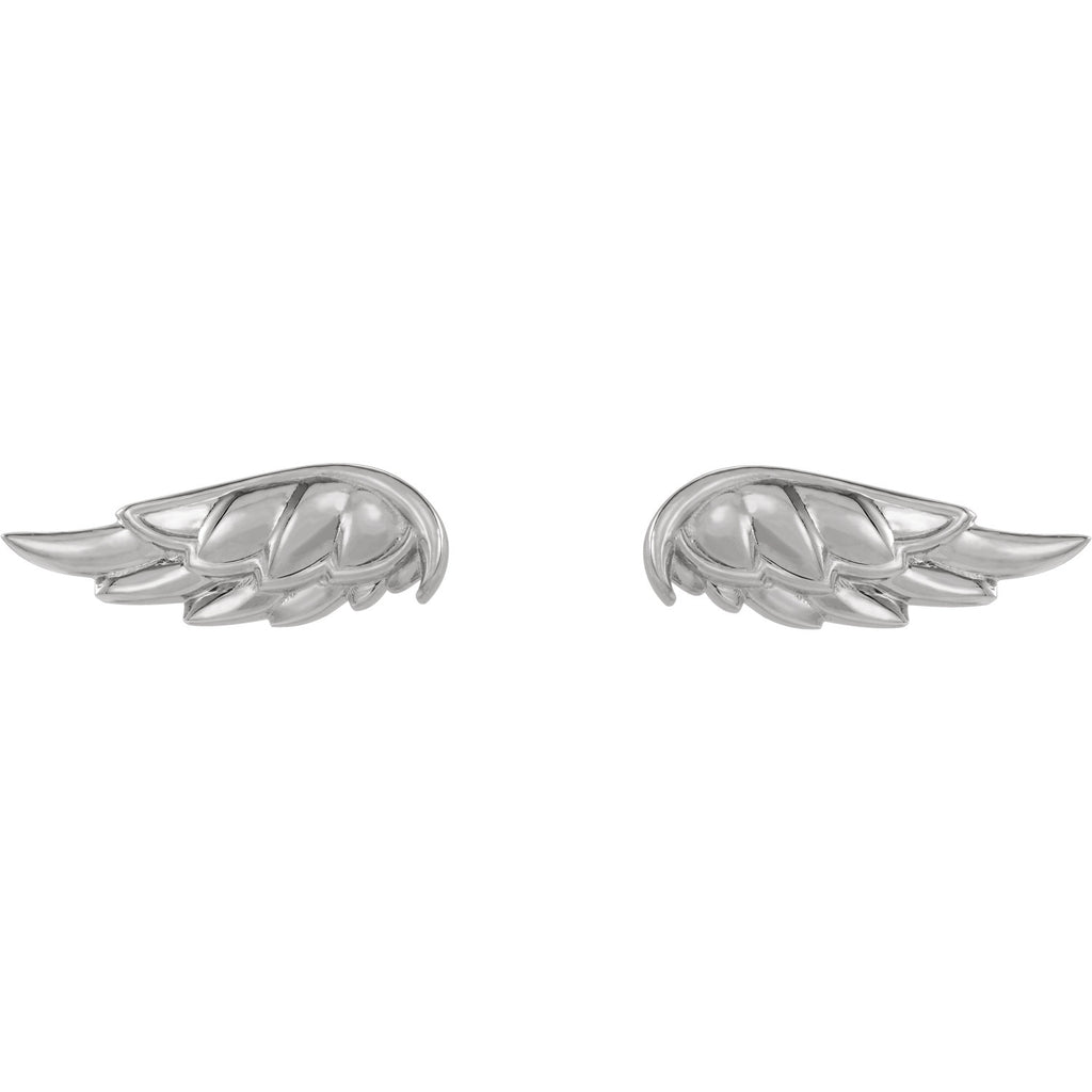 Angel Wing Earrings - 14K Gold (Y, R OR W), Platinum, or Sterling Silver