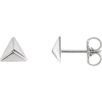 Pyramid Geometric Earrings with Backs - 14K Gold (Y, W or R), Platinum, or Sterling Silver