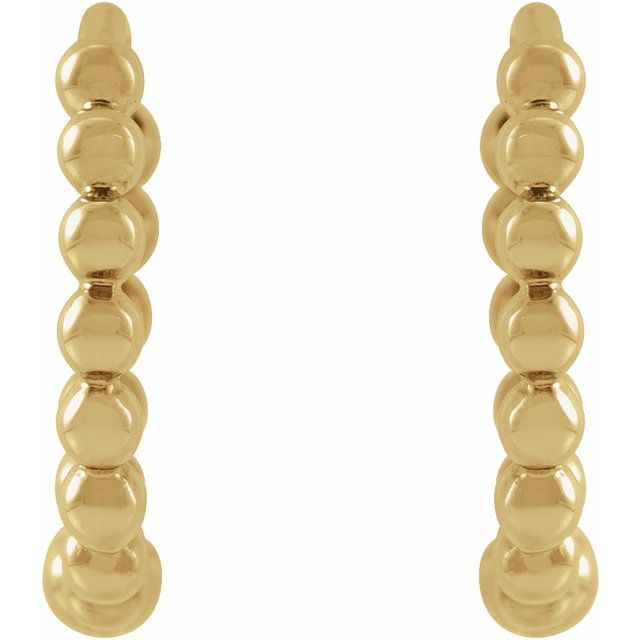 Beaded Huggie Earrings 11mm - 14k Gold (Y, R, W)