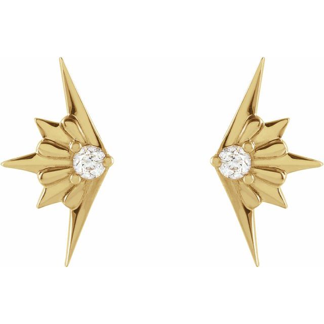 0.03 CTW Natural Diamond Star Starburst Earrings - 14K Gold (Y, R or W), Platinum, or Sterling Silver