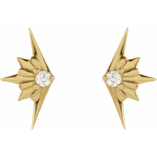 0.03 CTW Natural Diamond Star Starburst Earrings - 14K Gold (Y, R or W), Platinum, or Sterling Silver