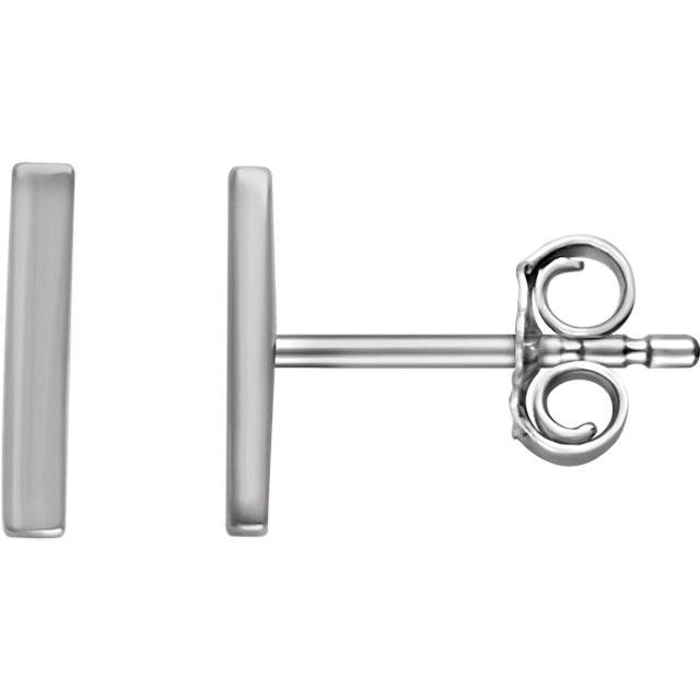 Vertical Bar Earrings - 14K White Gold, Platinum, or Sterling Silver