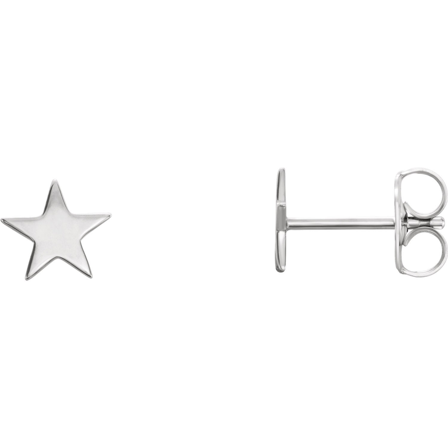 Star Cutout Earrings with Backs - 14K Gold (Y, W or R), Platinum, or Sterling Silver