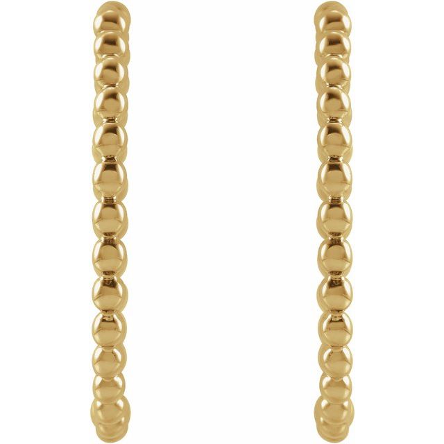 Beaded Huggie Hoop Earrings 20mm - 14k Gold (Y, R, W)