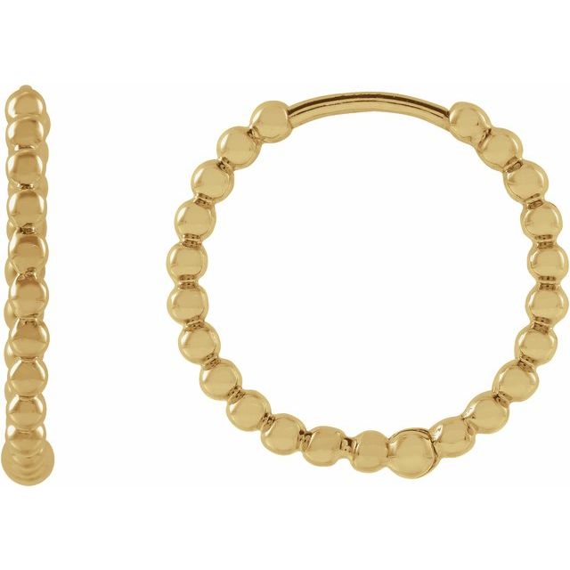 Copy of Beaded Huggie Earrings 15mm - 14k Gold (Y, R, W)