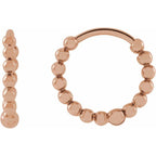 Beaded Huggie Earrings 11mm - 14k Gold (Y, R, W)