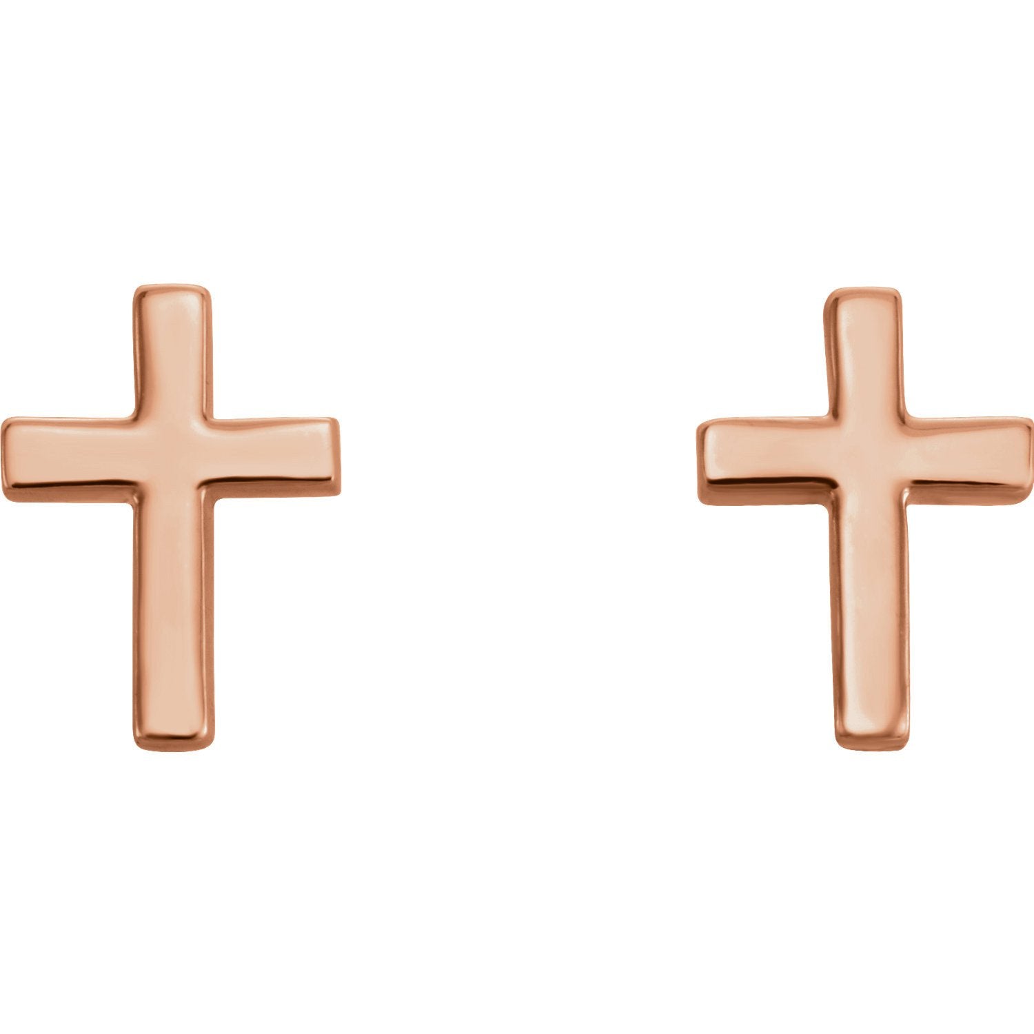 Small Cross Earrings - 14K Rose Gold 