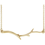 Branch Bar Necklace 16-18" - 14k Gold (Y, W or R), or Platinum, Sterling Silver