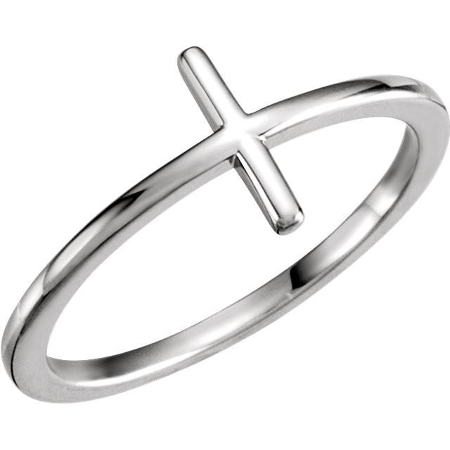 Sideways Cross Ring - Sterling Silver, 14k Gold (Y, W or R)