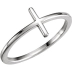 Sideways Cross Ring - Sterling Silver, 14k Gold (Y, W or R)