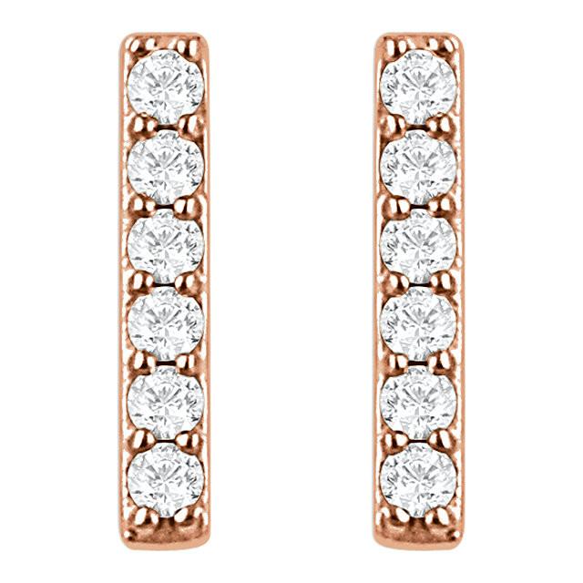 1/10 CTW Diamond Vertical Bar Earrings - 14K Rose Gold