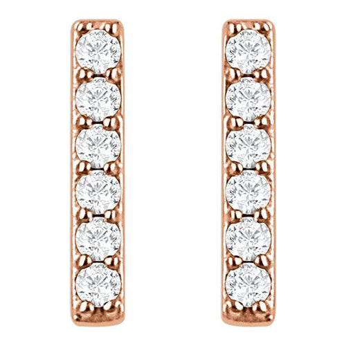 1/10 CTW Diamond Vertical Bar Earrings - 14K Rose Gold