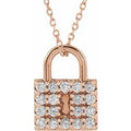 1/2 CTW Diamond Pad Lock 16-18" Necklace - 14k Gold (Y, W or R), or Platinum, Sterling Silver wwdesignjewelers.com