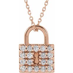 1/2 CTW Diamond Pad Lock 16-18" Necklace - 14k Gold (Y, W or R), or Platinum, Sterling Silver wwdesignjewelers.com