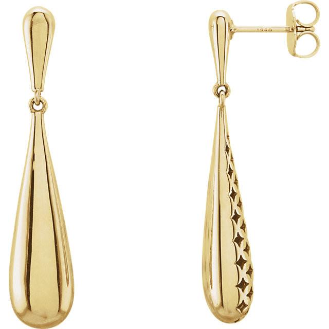 Smooth Teardrop Earrings - 14k Gold (Y, W, or R)