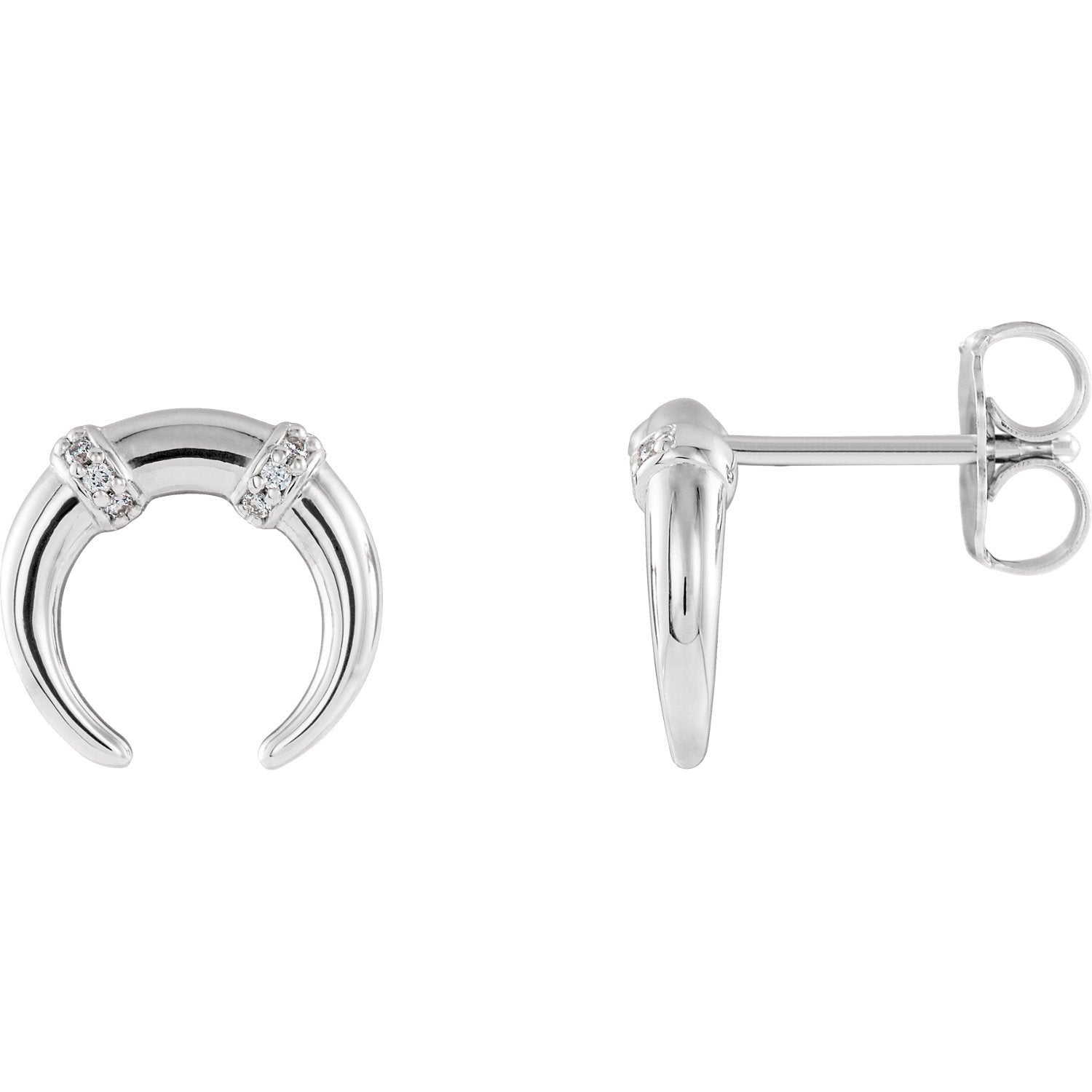 14K White Gold or Platinum 0.02 CTW Diamond Crescent Earrings