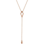 Geometric Diamond Shaped Y Necklace 16-18" - 14k Gold (Y, W or R)