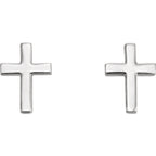 Small Cross Earrings - 14K White Gold, Platinum or Sterling Silver