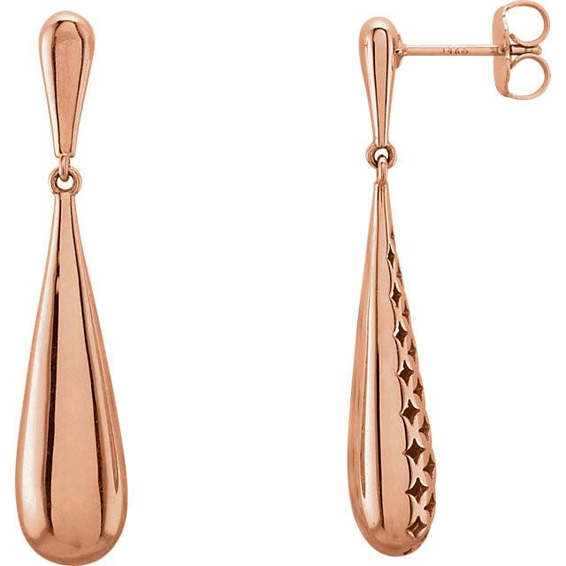 Smooth Teardrop Earrings - 14k Gold (Y, W, or R)