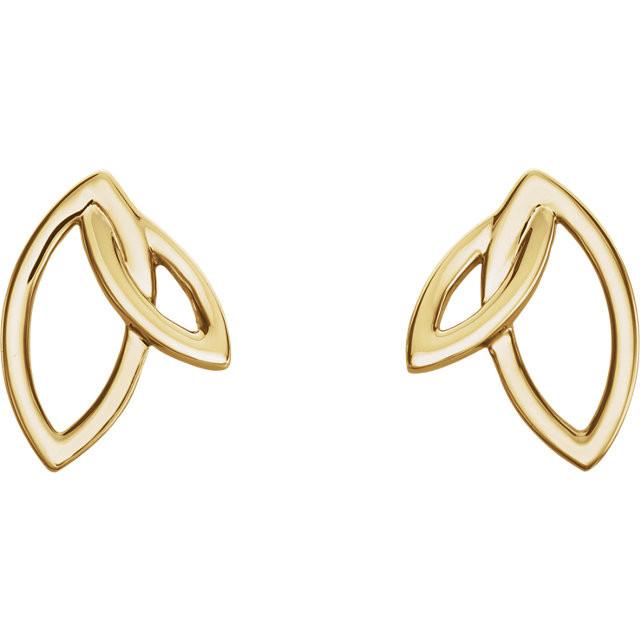 Double Leaf Shape Earrings - 14K Gold (Yellow or White)