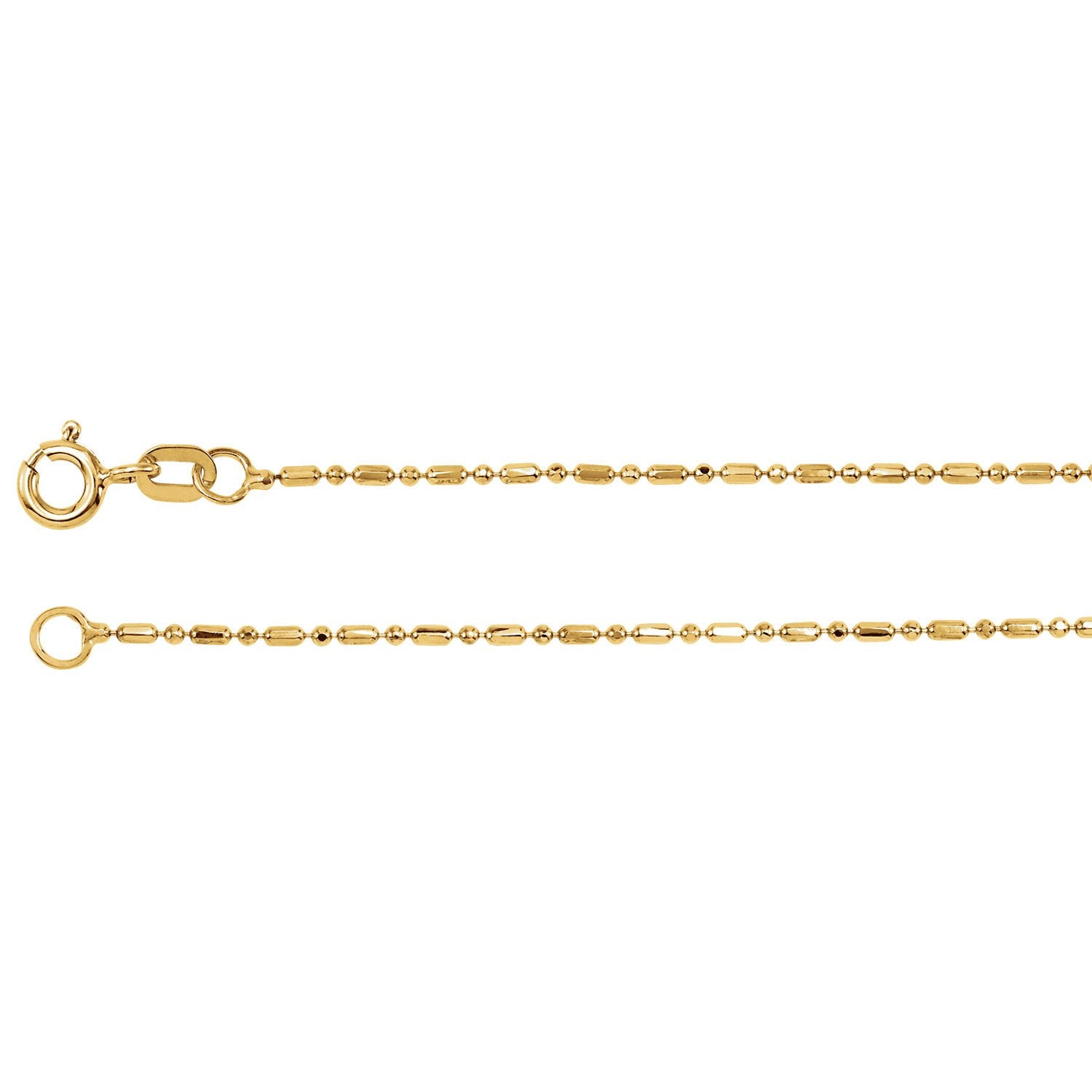 1.25mm Alternating Diamond-Cut Bead 7" Chain Bracelet - 14k Yellow Gold