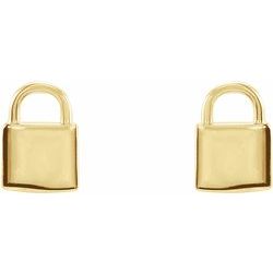 Pad Lock Earrings - 14K Gold (Y, R OR W), Platinum, or Sterling Silver
