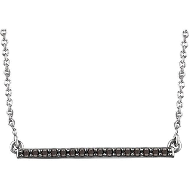 1/6 CTW Black Diamond Bar Necklace  16-18" - 14k White Gold