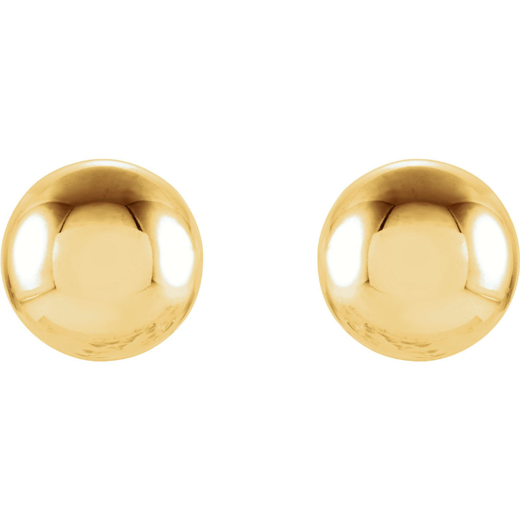 7mm Ball Earrings with Bright Finish - 14K Gold (Yellow or White)