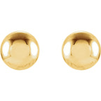 7mm Ball Earrings with Bright Finish - 14K Gold (Yellow or White)