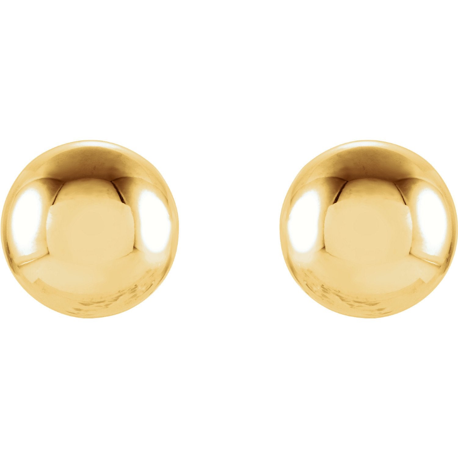 7mm Ball Earrings with Bright Finish - 14K Gold (Yellow or White)