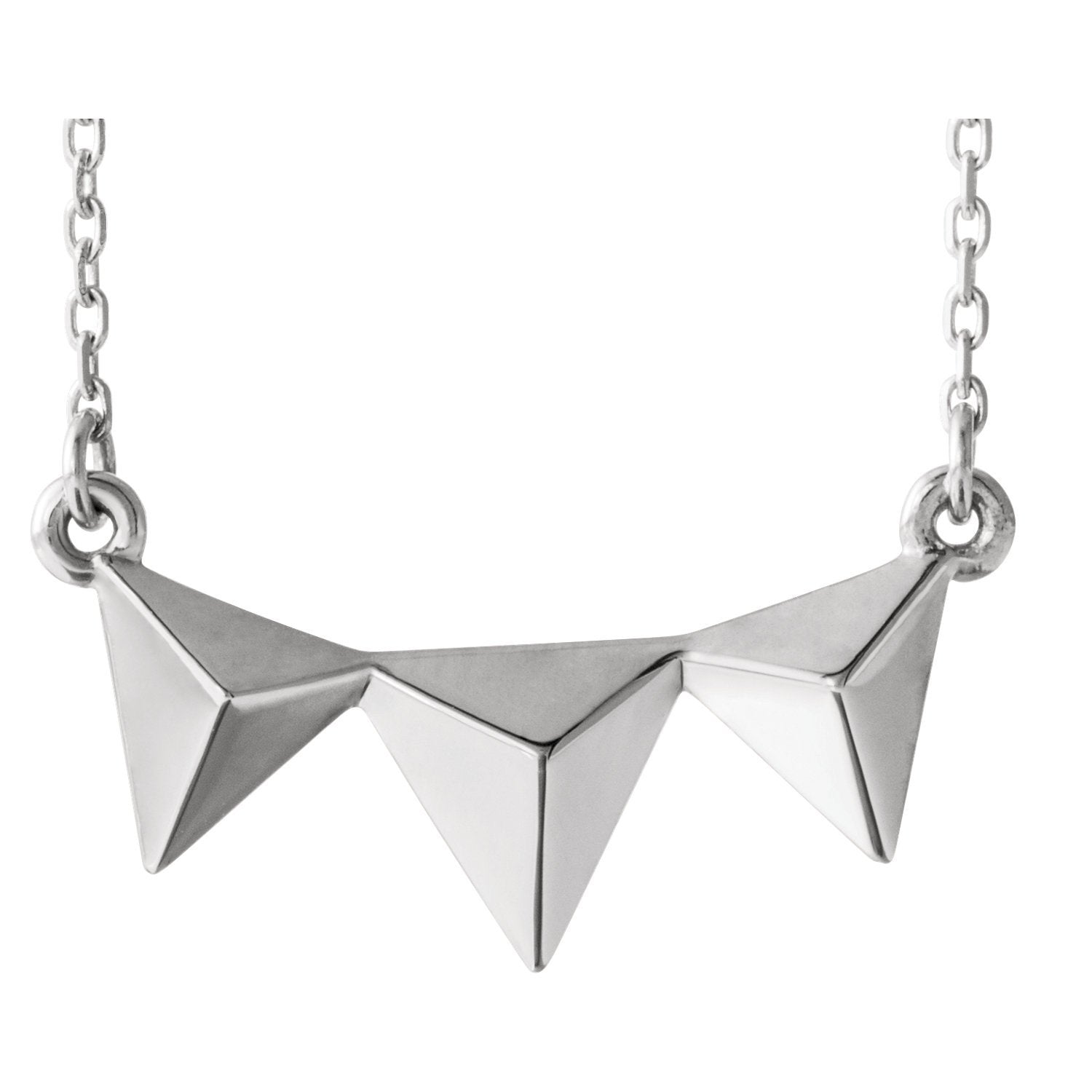 Geometric Bar Necklace 16-18" - 14k Gold (Y, W or R), Platinum, or Sterling Silver