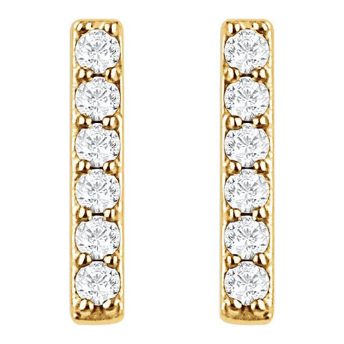 1/10 CTW Diamond Vertical Bar Earrings - 14K Yellow Gold