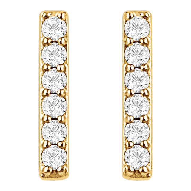 1/10 CTW Diamond Vertical Bar Earrings - 14K Yellow Gold