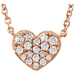 1/10 CTW Diamond Heart 18" Necklace - 14k Gold (R or W), or Sterling Silver