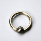 Pyrite Faceted Captive Bead Ring CBR - 16 ga Hoop - 14k Gold or Platinum