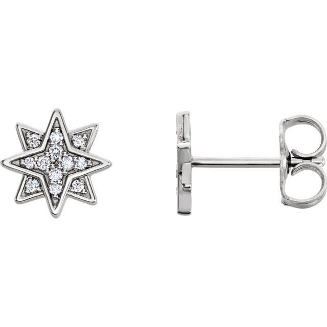 0.08 CTW Diamond Star Earrings - 14K Gold (Y, R OR W)