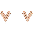 Small Double "V" Chevron Earrings - 14k Gold (Y, W or R), Platinum or Sterling Silver