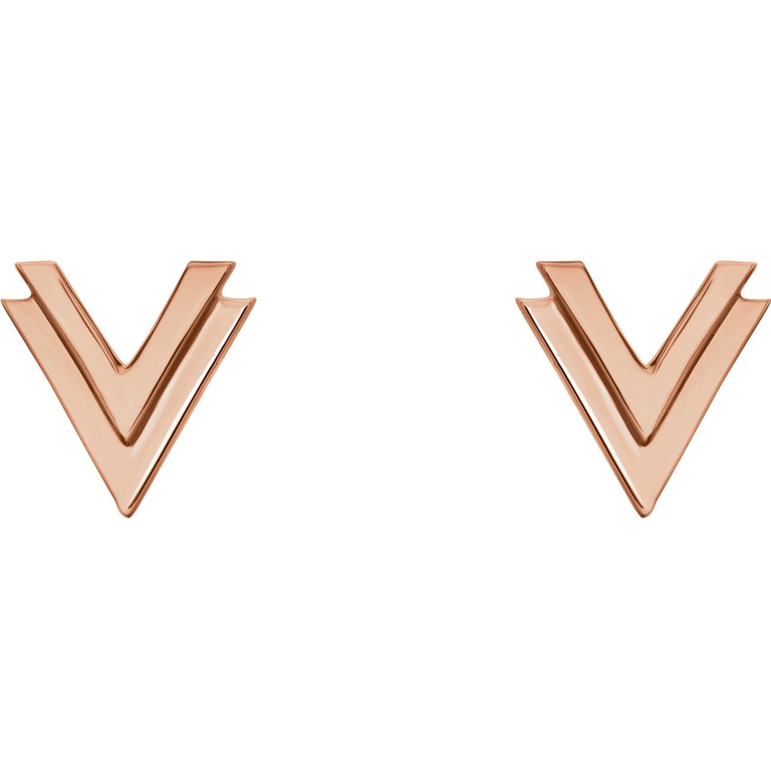 Small Double "V" Chevron Earrings - 14k Gold (Y, W or R), Platinum or Sterling Silver