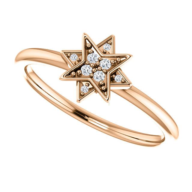 0.04 CTW Diamond Star Ring - Sterling Silver, 14k Gold (Y, W or R), Platinum