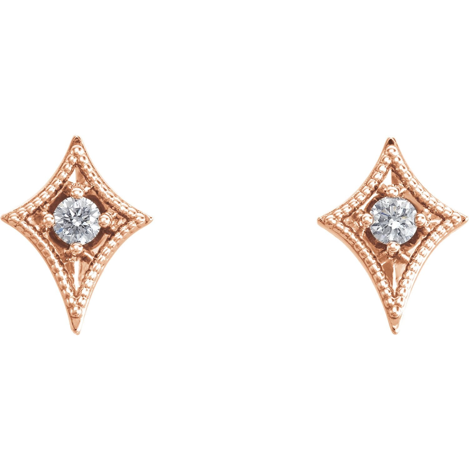 1/8 CTW Diamond Geometric Diamond Shaped Earrings - 14K Gold (Y, R or W), Platinum, or Sterling Silver