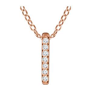0.05 CTW Diamond Bar Necklace 16-18" - 14k Gold (Y, W or R)