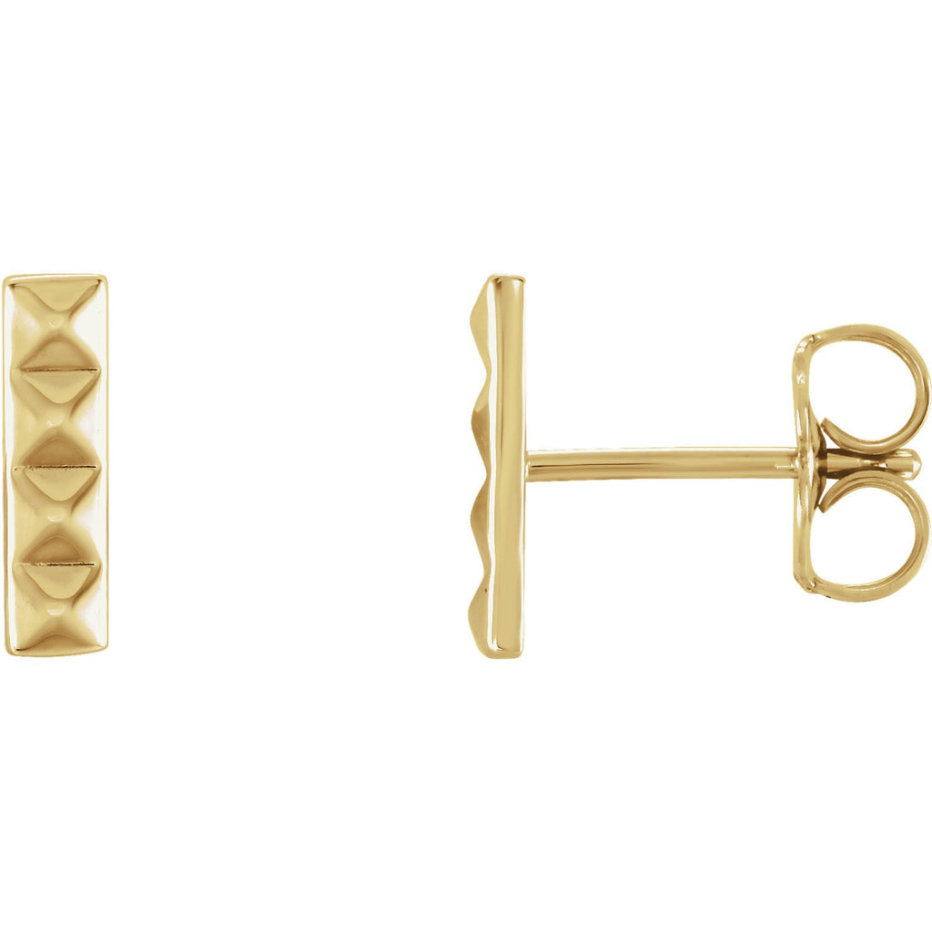 Small Pyramid Bar Earrings - 14k Gold (Y, W or R), Platinum or Sterling Silver